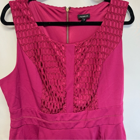 Torrid Fuschia Pink Sleeveless Lace Fit And Flare Midi Dress Plus Size 18 - Picture 14 of 14
